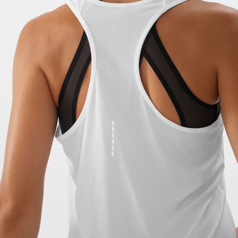 Salomon Cross Run Women's Tanks White | CA 82Z49